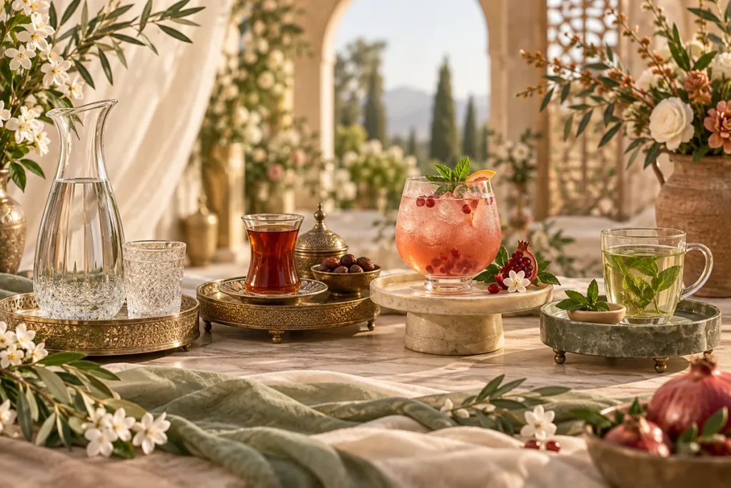 تصویر مفهومی آب، چای و نوشیدنی خنک
